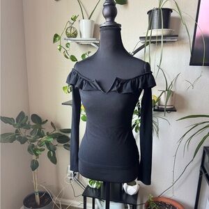 Aeropostale Black Ruffle Off-Shoulder Top